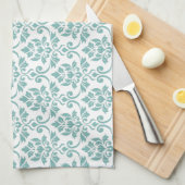 Linge De Cuisine Feuille Damask Teal Pattern (Quart Plié)