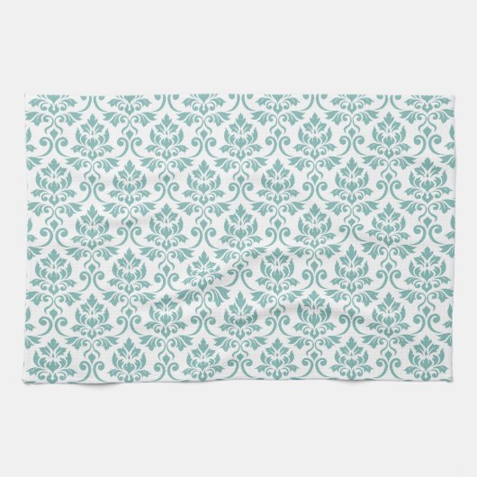 Linge De Cuisine Feuille Damask Teal Pattern (Horizontal)