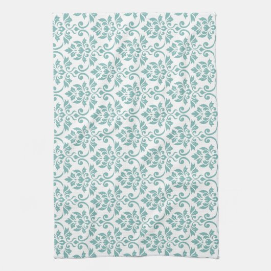 Linge De Cuisine Feuille Damask Teal Pattern (Vertical)