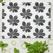 Linge De Cuisine Feuille de châtaignier noir et blanc (Plié)