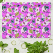 Linge De Cuisine Feuille de fleur des yeux_pourpre (Plié)