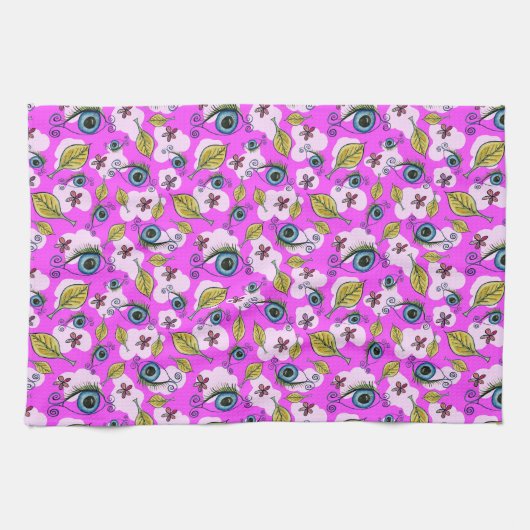Linge De Cuisine Feuille de fleur des yeux_pourpre (Horizontal)