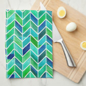 Linge De Cuisine Feuille de marine Chevron (Quart Plié)