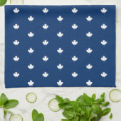 Linge De Cuisine Feuille d'érable blanche du Canada sur Motif bleu (Plié)
