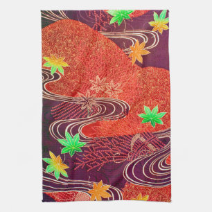 Linge De Cuisine Feuille d'érable et eau courante, design japonais