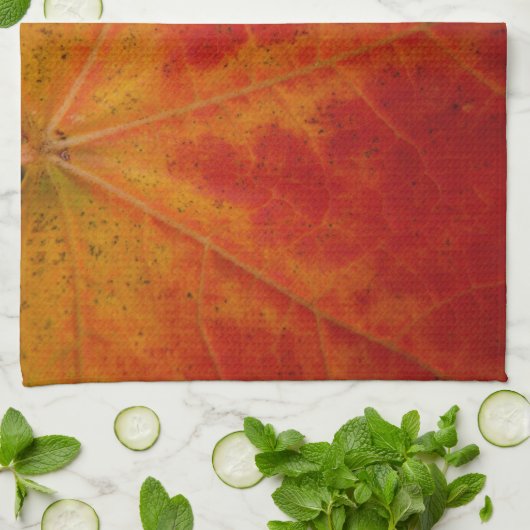Linge De Cuisine Feuille d'érable rouge Abstraite Automne Photograp (Plié)
