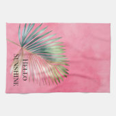 Linge De Cuisine Feuille tropicale verte rose (Horizontal)