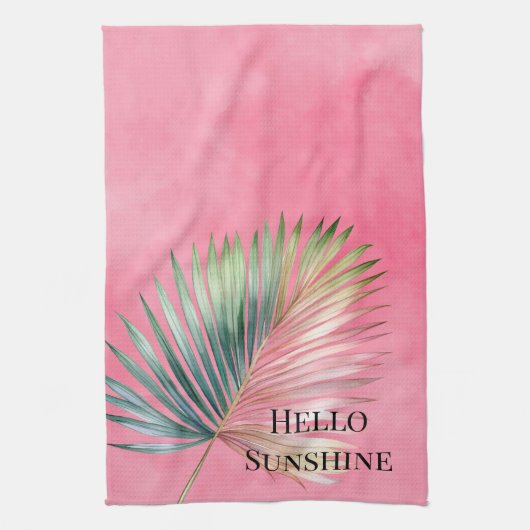 Linge De Cuisine Feuille tropicale verte rose (Vertical)