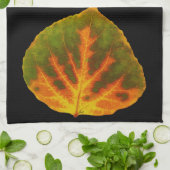 Linge De Cuisine Feuille vert orange et jaune d'Aspen #1 (Plié)