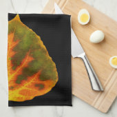 Linge De Cuisine Feuille vert orange et jaune d'Aspen #1 (Quart Plié)