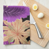 Linge De Cuisine Feuille violet, design japonais (Quart Plié)