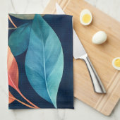 Linge De Cuisine Feuilles Abstraites Colorées (Quart Plié)