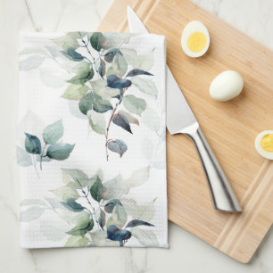 Linge De Cuisine Feuilles aquarelle