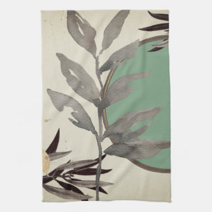 Linge De Cuisine Feuilles artistiques aquarelles vert menthe