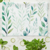 Linge De Cuisine Feuilles blancs verts (Plié)