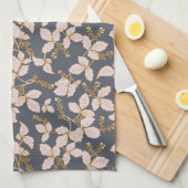 Linge De Cuisine Feuilles botaniques avec fleurs et baies (Quart Plié)