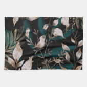 Linge De Cuisine Feuilles botaniques modernes foncés (Horizontal)