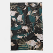 Linge De Cuisine Feuilles botaniques modernes foncés (Vertical)