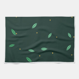 Linge De Cuisine Feuilles botaniques motif sans couture vert foncé