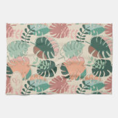 Linge De Cuisine Feuilles botaniques tropicaux Monogrammes Serviett (Horizontal)