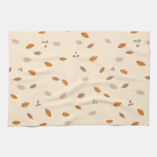 Linge De Cuisine Feuilles & Branches Lumière Automne Acorns Crème B
