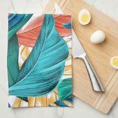Linge De Cuisine Feuilles colorées (Quart Plié)