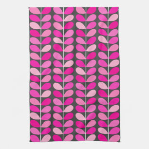 Linge De Cuisine Feuilles danois du milieu du siècle, Fuchsia rose