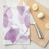 Linge De Cuisine Feuilles d'aquarelle de prune douce (Quart Plié)