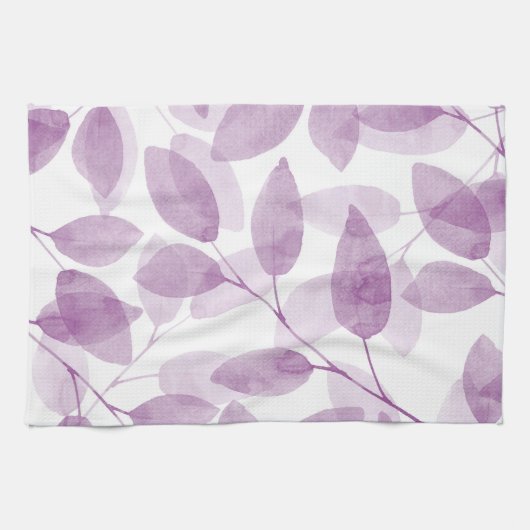Linge De Cuisine Feuilles d'aquarelle de prune douce (Horizontal)