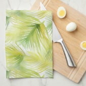 Linge De Cuisine Feuilles d'aquarelle tropicale (Quart Plié)