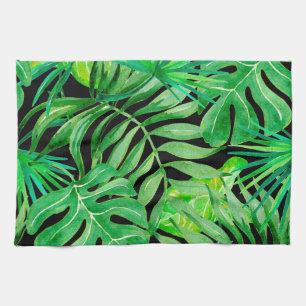 Linge De Cuisine Feuilles d'aquarelle tropicale : Élégance transpar