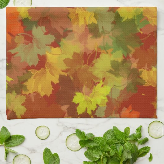 Linge De Cuisine Feuilles d'automne Abstraites (Plié)