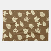 Linge De Cuisine Feuilles d'automne - beige et chocolat (Horizontal)