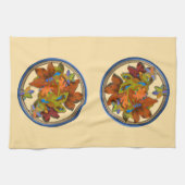 Linge De Cuisine Feuilles d'automne bleues cerclées (Horizontal)