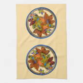 Linge De Cuisine Feuilles d'automne bleues cerclées (Vertical)