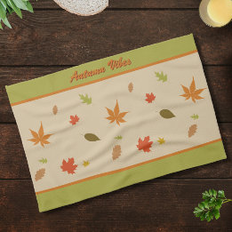 Linge De Cuisine Feuilles d'automne colorées avec texte personnalis