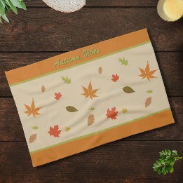 Linge De Cuisine Feuilles d'automne colorées avec texte personnalis