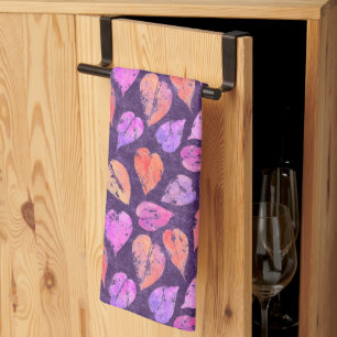 Linge De Cuisine Feuilles d'automne colorées sur motif violet