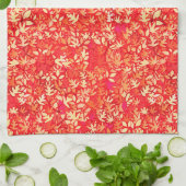 Linge De Cuisine Feuilles d'automne, corail orange (Plié)