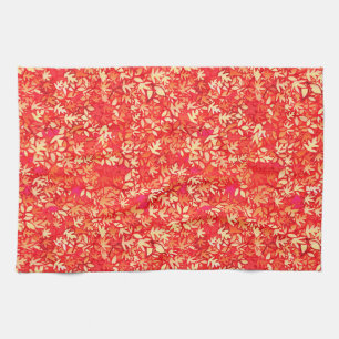 Linge De Cuisine Feuilles d'automne, corail orange