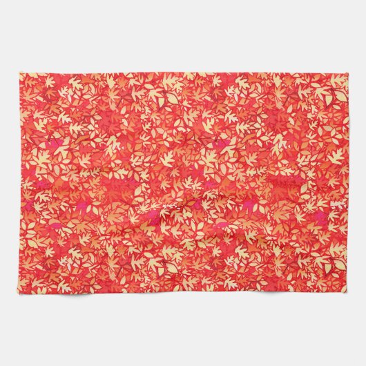 Linge De Cuisine Feuilles d'automne, corail orange (Horizontal)