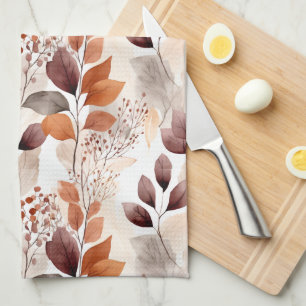 Linge De Cuisine Feuilles d'automne de Terracotta et de Bourgogne