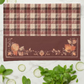 Linge De Cuisine Feuilles d'automne de Thanksgiving sur Brown Plaid (Plié)