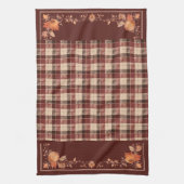 Linge De Cuisine Feuilles d'automne de Thanksgiving sur Brown Plaid (Vertical)