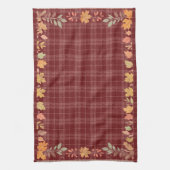 Linge De Cuisine Feuilles d'automne de Thanksgiving sur Plaid (Vertical)