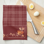 Linge De Cuisine Feuilles d'automne de Thanksgiving sur Red Plaid (Quart Plié)