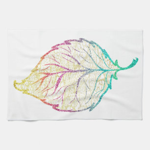 Linge De Cuisine Feuilles d'automne élégant rose pastel turquoise o