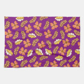 Linge De Cuisine Feuilles d'automne en chute chaude avec fleurs (Horizontal)