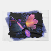 Linge De Cuisine Feuilles d'automne en Néon et Bleu (Horizontal)