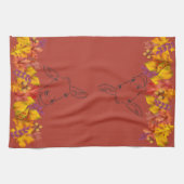 Linge De Cuisine Feuilles d'automne et âne d'encre (Horizontal)